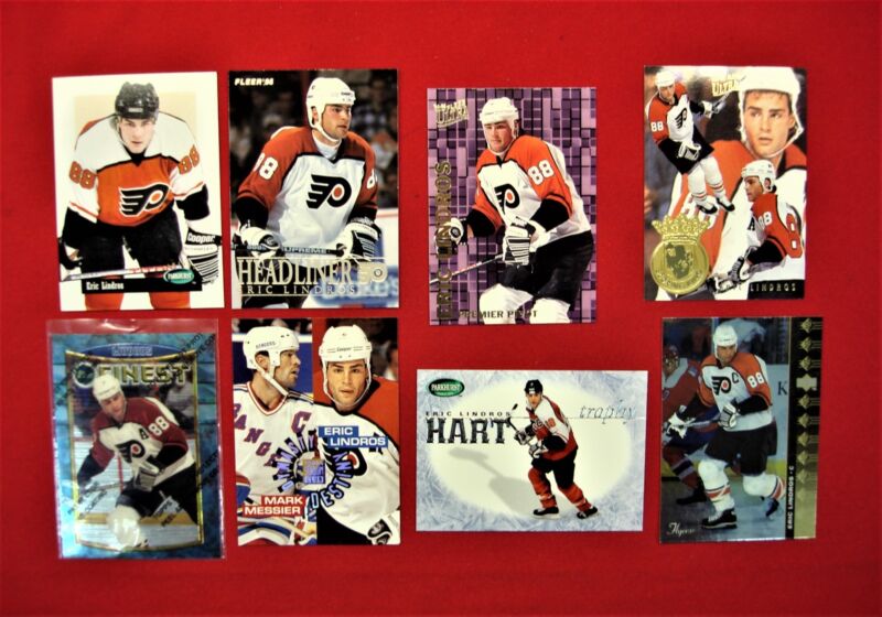 Eric Lindros Card Lot of 8, including 7 Inserts