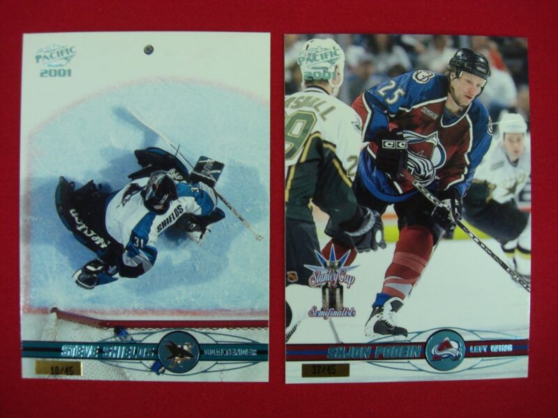 2001 Pacific Hockey Cards: Steve Shields (#365) and Shjon Podein (#118) /45 Serial