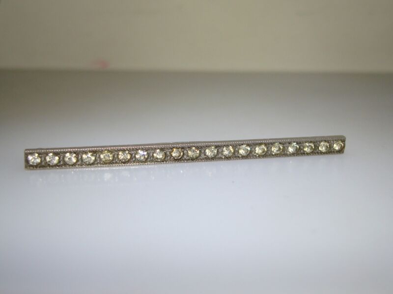 Vintage sterling silver rhinestone bar pin from the 1930s-40s