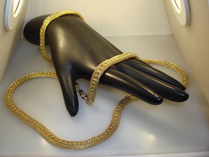 Vintage 1960s-70s Gold Tone Mesh Necklace & Bracelet Set
