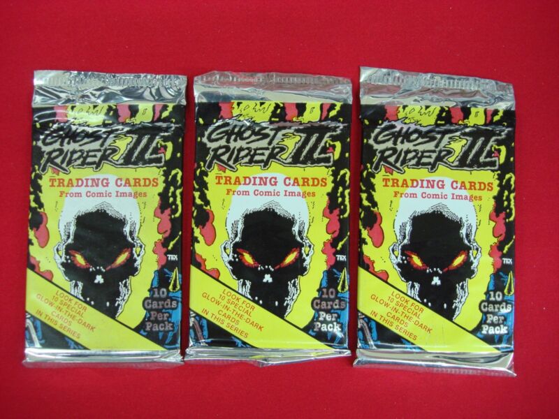 Sealed packs of 1992 Ghost Rider II glow-in-the-dark trading cards