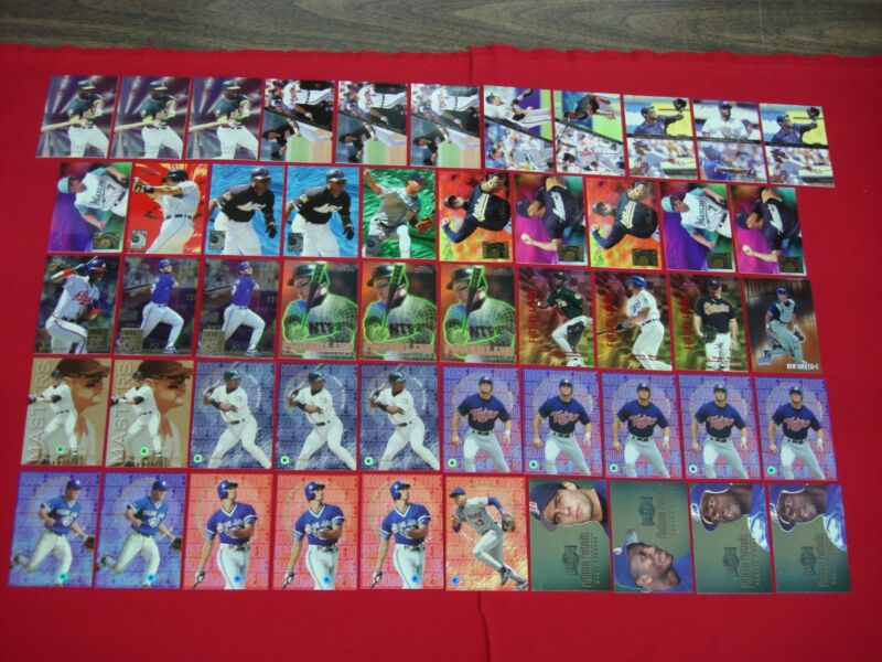 50 baseball cards from the Fleer Premium Product series, including Flair, Emotion, Brilliants, Focus & Metal.