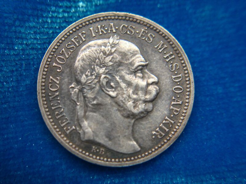 1915 Hungary 1 Korona Coin (.835 Silver) - Circulated, Detailed & Uncleaned
