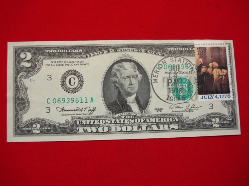 1976 $2 Bill, First Day of Issue, Merion Station, PA Postmark