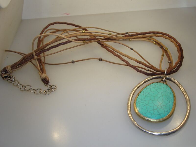 Vintage Silpada Sterling Silver & Howlite Turquoise Pendant Necklace