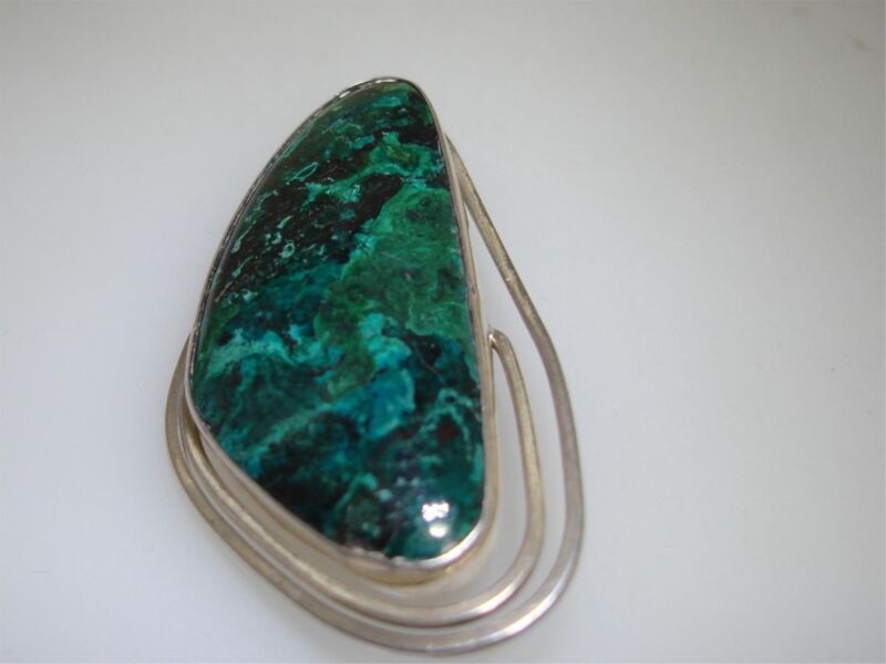 Vintage sterling silver and malachite pin/pendant from Israel (925)