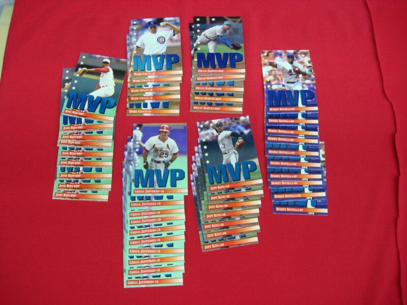 Lot of 46 1993 Donruss MVP Insert Baseball Cards featuring Bonilla, Grace, Rijo and more.