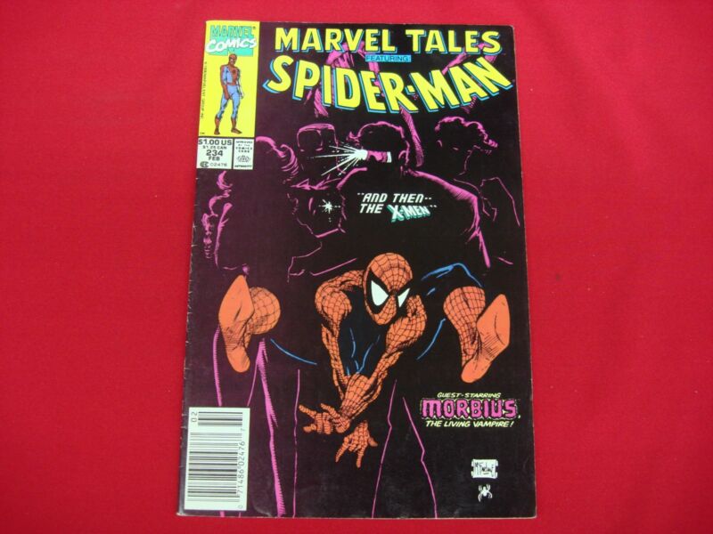 Marvel Tales #234 comic book cover featuring Spider-Man and the X-Men with Morbius as a guest star