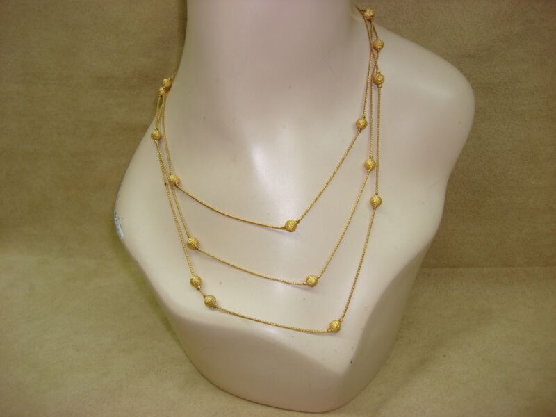 Vintage Signed Joan Rivers Gold Bead Necklace (60" - Adjustable)