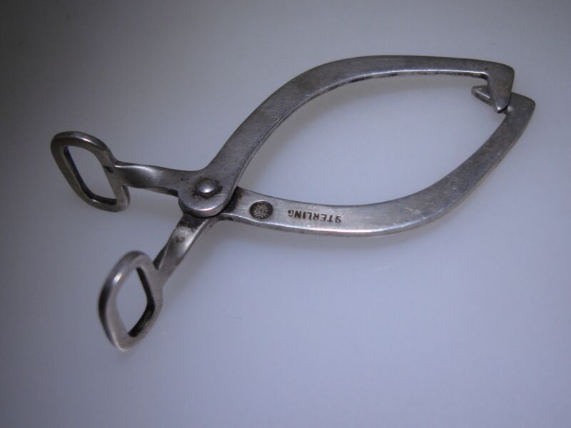 Vintage Webster sterling silver sugar cube tongs