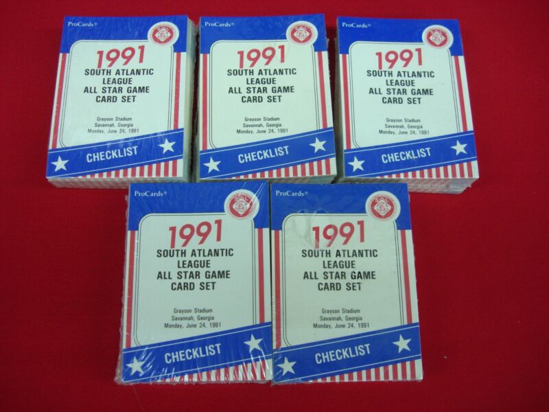 Factory sealed 1991 Procards South Atlantic League All-Star Game sets featuring Chipper Jones and Carlos Delgado.