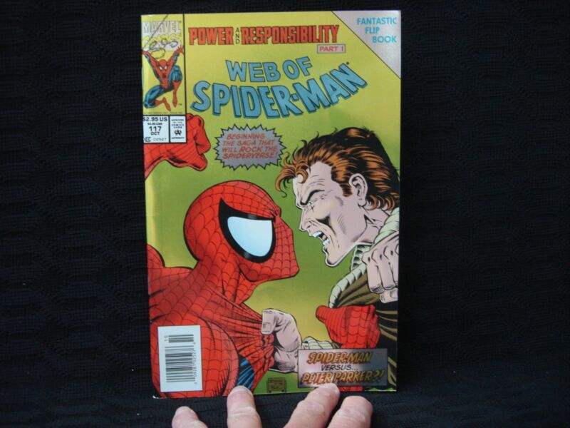 Web of Spider-Man #117 Fantastic Flip Book featuring 'Power and Responsibility Part 1 / Birth of Spider-Man Part 1 Vol. 1 No. 117 October 1994' by Marvel Comics