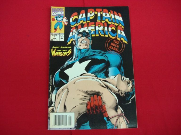 Captain America #1 The Drug Wars! comic book cover featuring Captain America and the New Warriors, published by Marvel Comics in April 1994.