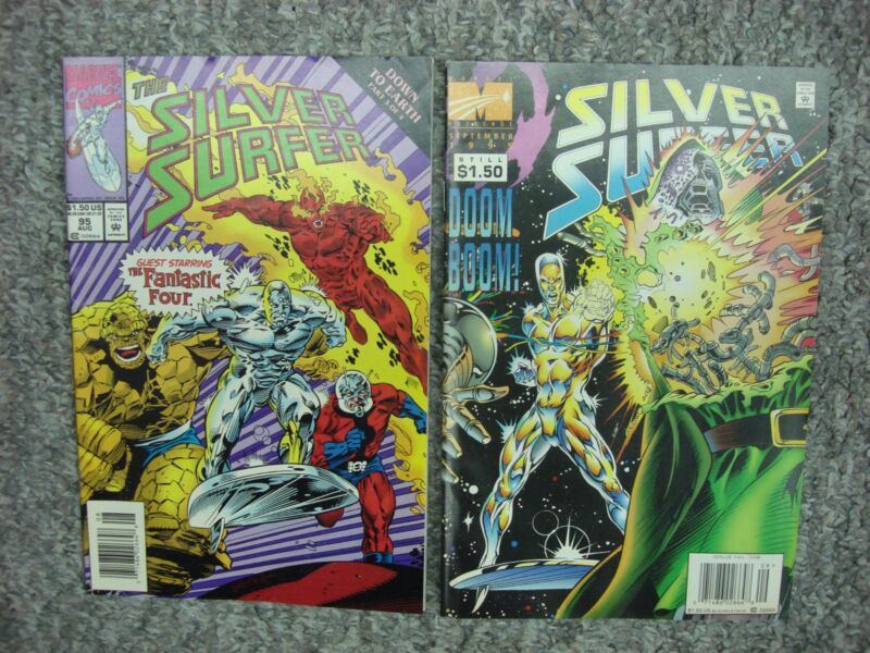 Silver Surfer comic books #95 and #108, featuring Fantastic Four and Doom Boom!
