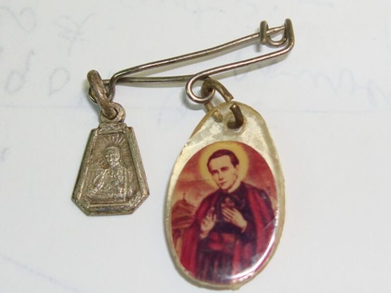 Antique St. John Neumann Medal & Reliquary Set