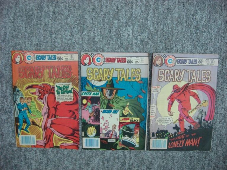 Collection of three Scary Tales horror comics #28, #39, and #45 from Charlton Comics (1981-1984)