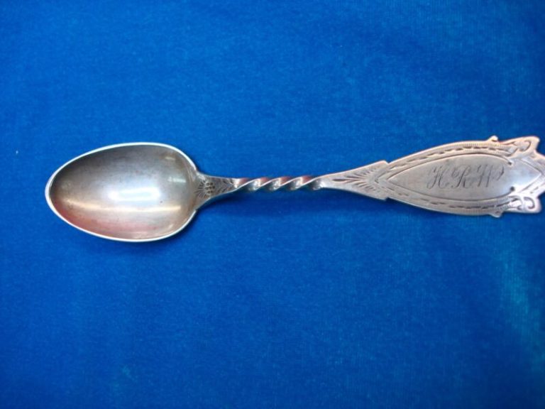 Antique H. Folley & Sons Coin Silver Teaspoon - .900 Fine Silver (1838-1870) - Monogram HRW