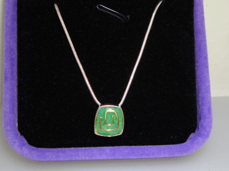Carolyn Relios Pollock Turquoise & Gold Pendant Necklace - Sterling Silver, Italian Chain