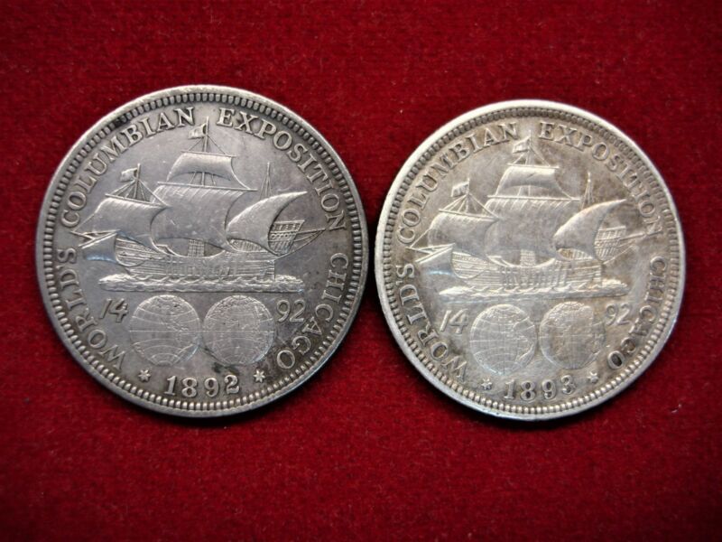 Pair of 1892 and 1893 Columbian Exposition Half Dollars