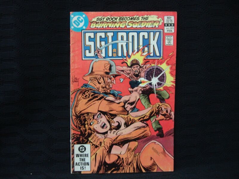 SGT. ROCK #373 Burning Soldier comic book, DC Comics, February 1983