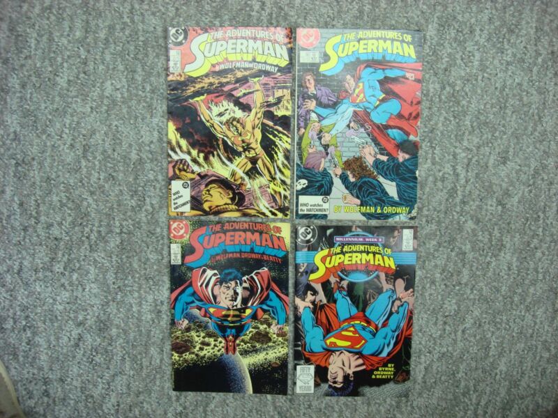 Superman comic book collection, issues #432, 433, 435, and 436 in nice condition