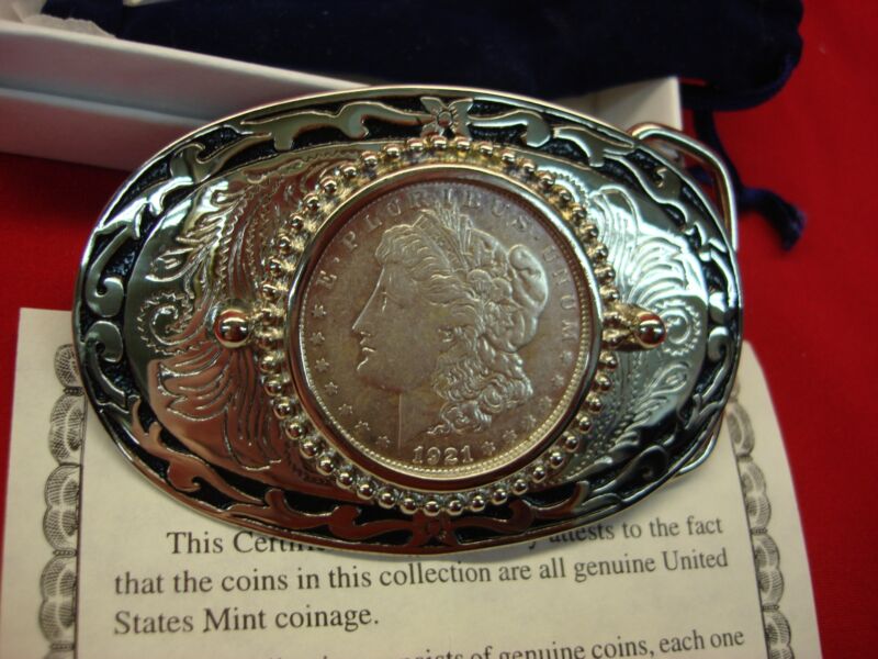 Vintage 1921 Morgan Silver Dollar Belt Buckle