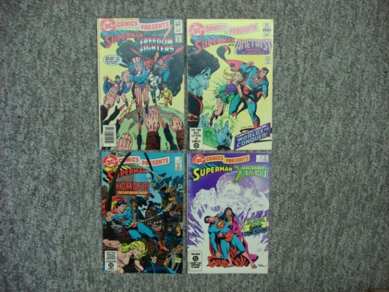 Lot of four DC Comics Presents comic books: #62 The Freedom Fighters, #63 Amethyst, Princess of Gemworld, #64 Kamandi, and #65 Madam Xanadu. Comics in nice condition.