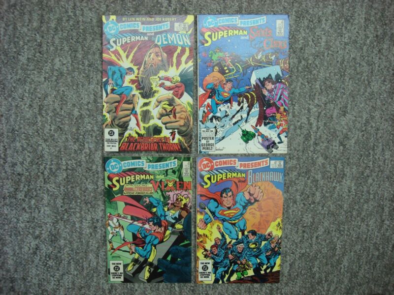 Vintage DC Comics Presents Superman Lot (Issues #66-#69, 1984) featuring Demon, Santa Claus, Vixen & Blackhawk