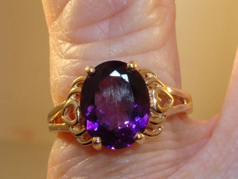 14K gold amethyst ring, size 5.25