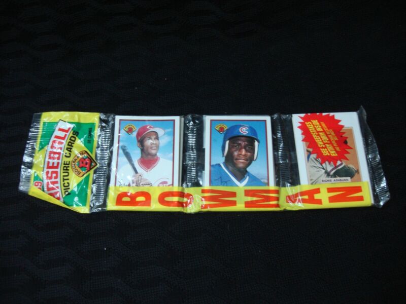 1989 Bowman Baseball Rack Pack featuring Eric Davis and Richie Ashburn, factory sealed