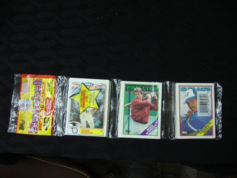 1988 Topps Baseball Rack Pack featuring Mike Schmidt, Wade Boggs, and George Bell (factory sealed)