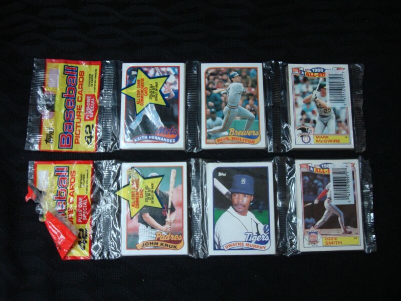 Vintage 1989 Topps Baseball Rack Packs featuring McGwire, Canseco, Smith and more in very nice condition.