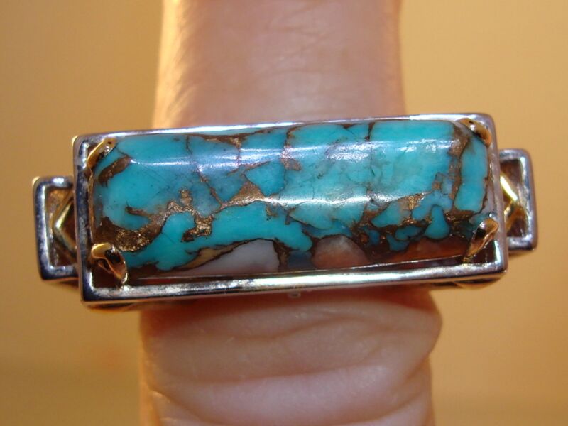Handmade Sterling Silver & Turquoise Ring, Signed NI, Size 7
