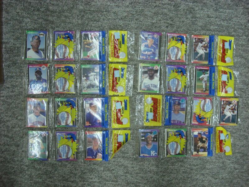 8 factory-sealed 1989 Donruss Baseball Rack Packs in excellent condition