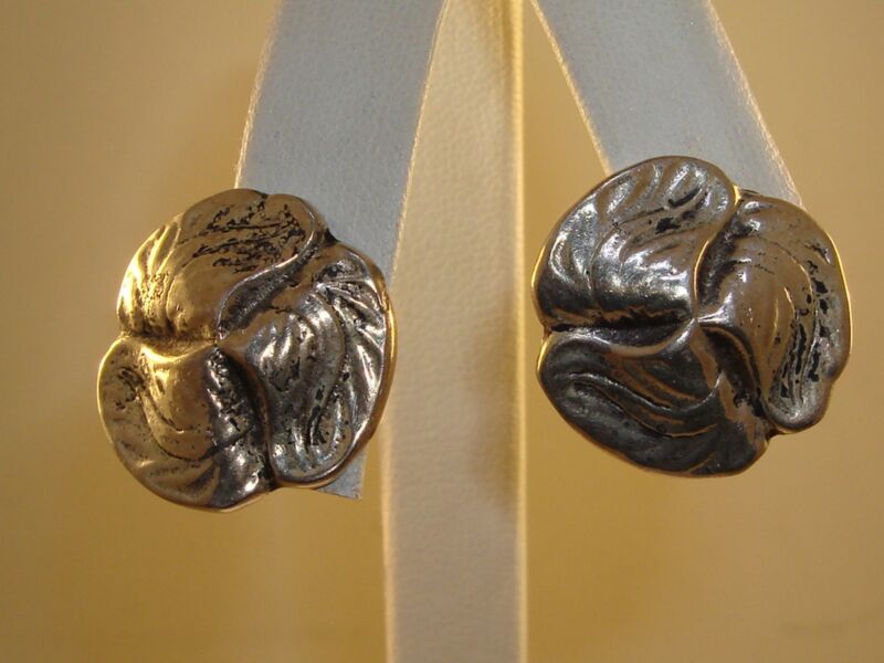 Vintage Sand Cast Sterling Silver Screw Back Earrings (1960s-70s)