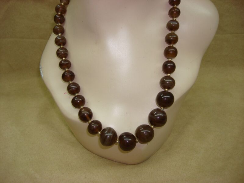 Vintage Monet graduated art glass necklace with Botswana agate inspired beads