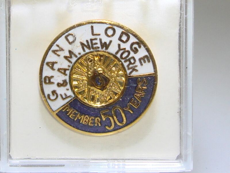Vintage Masonic 50 Year Pin - New York Grand Lodge F&AM