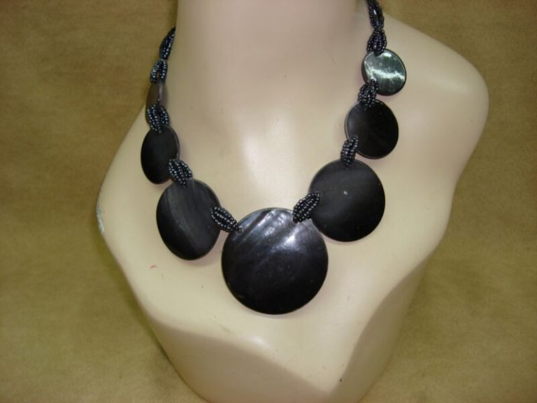 Gray/Black Abalone & Iridescent Seed Bead Necklace