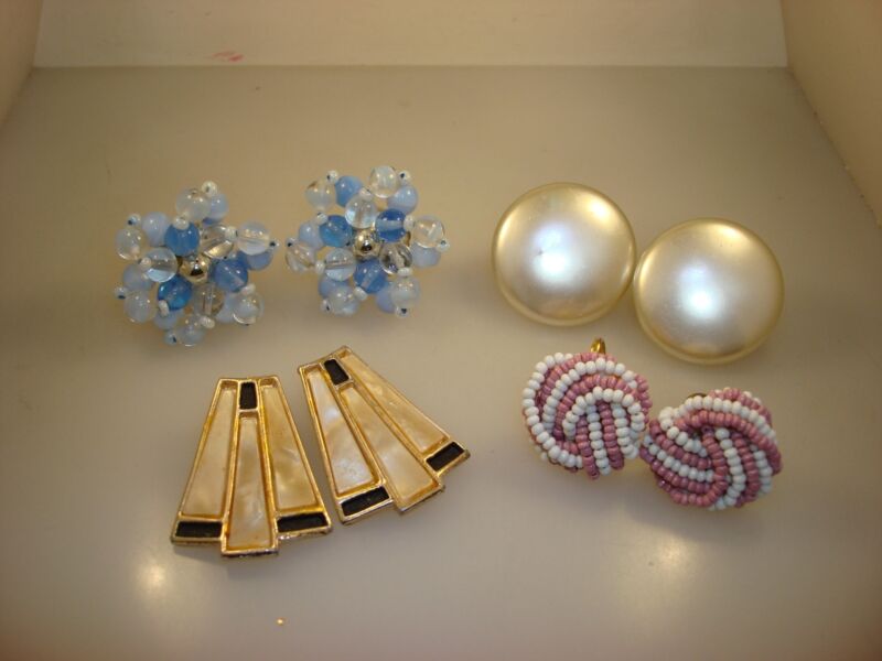 Vintage 1950s Earrings Set (4 Pairs)