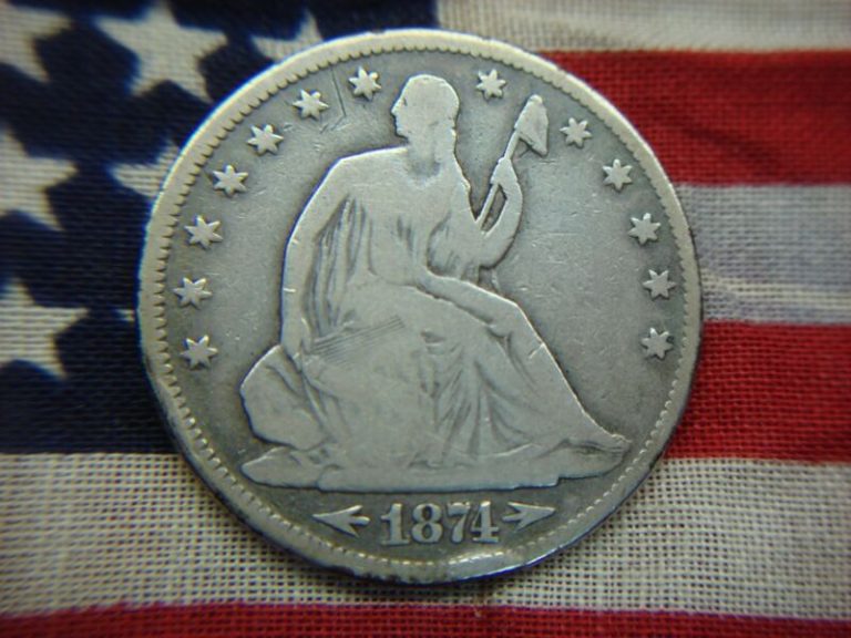 1874 Seated Liberty Half Dollar (Var. 5) with arrows at the date, in nice circulated condition.