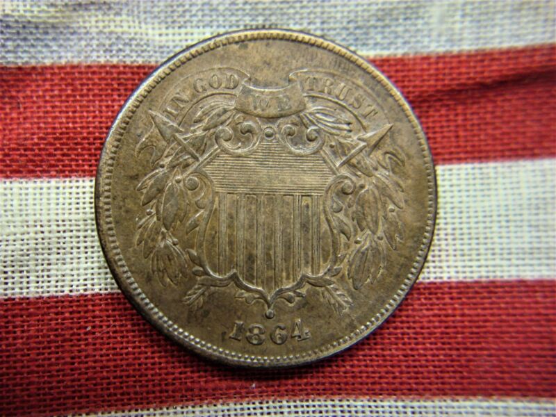 1864 US Large Date Two Cent Piece