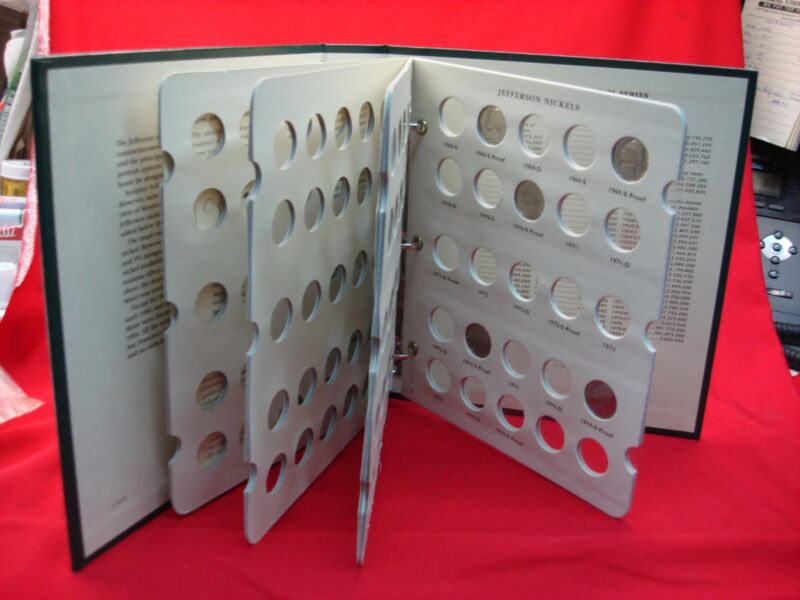 Littleton LCA28 Jefferson Nickels Album (1938-1975) - 10 Coins Included - Excellent Condition!