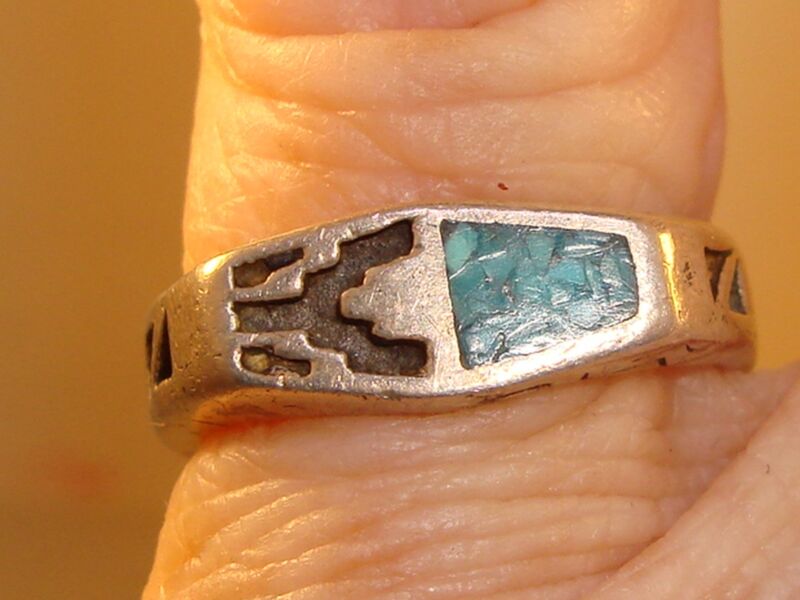 Vintage Native American Sterling Silver Turquoise Ring Size 5.5
