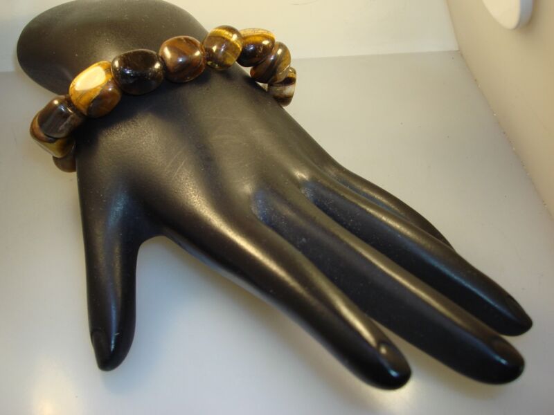 Vintage artisan-crafted tiger's eye bead bracelet