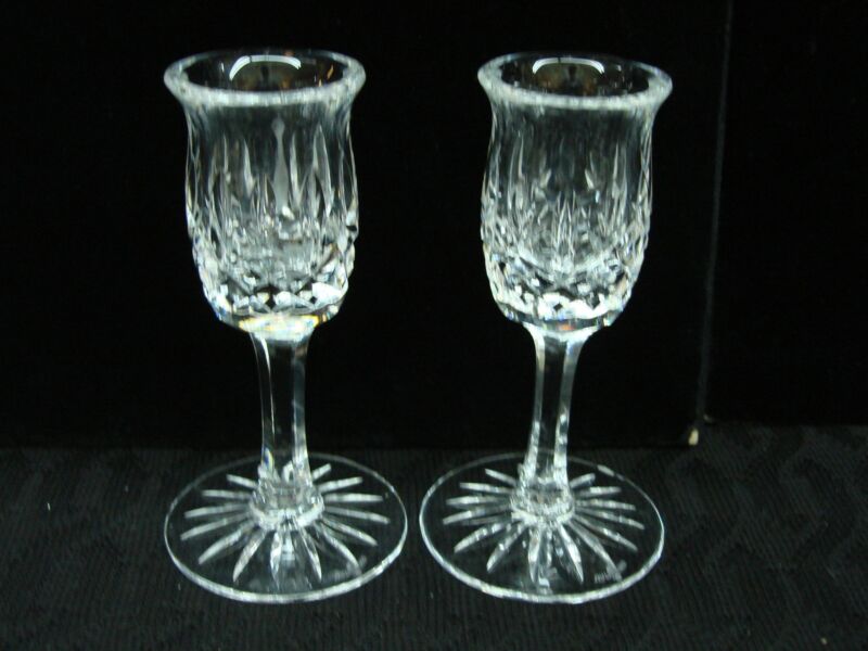 Vintage Waterford Araglin crystal candlesticks, pair, 5 inches tall, mint condition