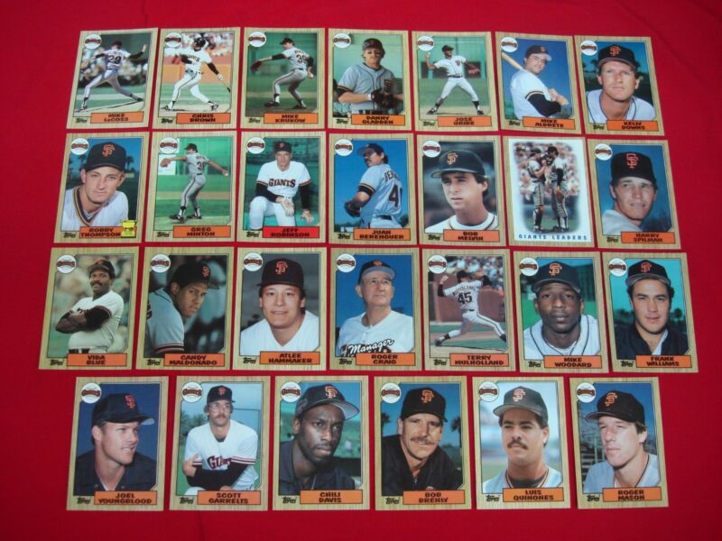1987 Topps Tiffany San Francisco Giants Baseball Card Set - 27 Player Break