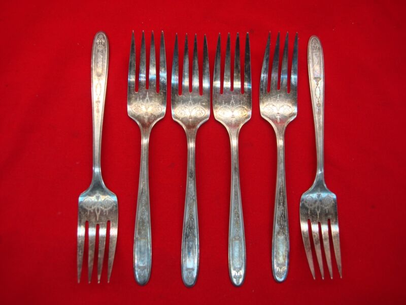 Vintage Oneida Community Plate Grosvenor Salad Forks (6-Piece Set) - No Monogram