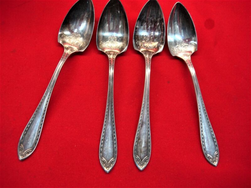 Vintage Oneida Community Plate Sheridan Citrus Spoons (4-Piece Set) - 5.5" Silverplate