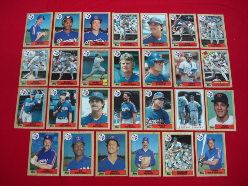 1987 Topps Tiffany Texas Rangers Baseball Card Set