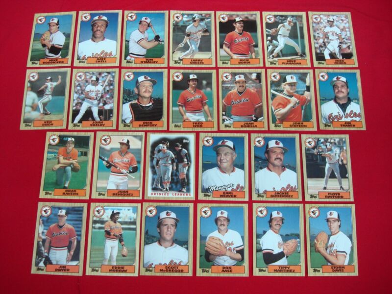 1987 Topps Tiffany Orioles Baseball Card Set featuring Eddie Murray and other stars